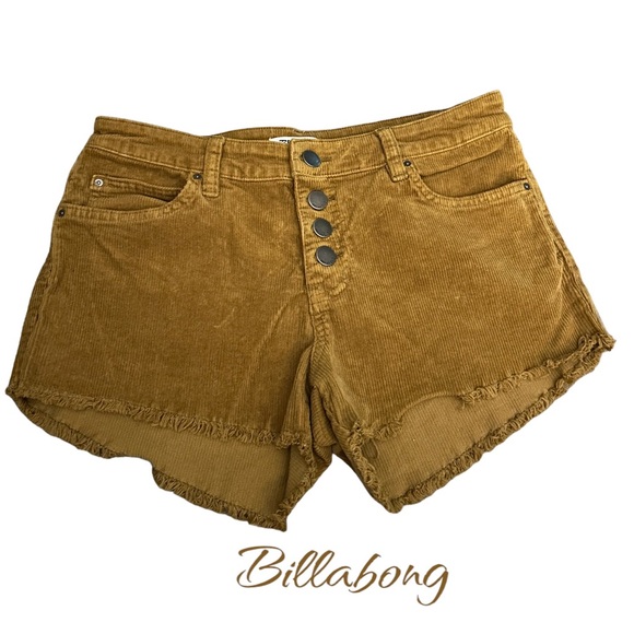 #9 Billabong Women’s Corduroy Shorts Frayed Cut Offs Button Fly Five Pocket - Picture 1 of 5